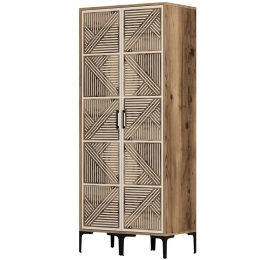 Ντουλάπα Δίφυλλη Kumsal 845HCT5441 80x47,5x201,4cm Walnut-Cream Δίφυλλη
