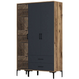Ντουλάπα Τρίφυλλη Kumsal 845HCT5449 120x47,5x201,4cm Walnut-Anthracite Τρίφυλλη