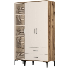 Ντουλάπα Τρίφυλλη Kumsal 845HCT5451 120x47,5x201,4cm Walnut-Cream Τρίφυλλη