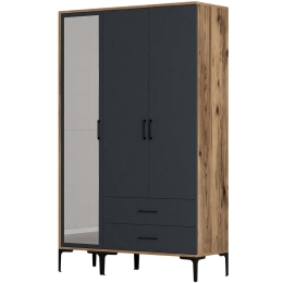 Ντουλάπα Τρίφυλλη Kumsal 845HCT5454 120x47,5x201,4cm Walnut-Anthracite Τρίφυλλη