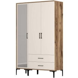 Ντουλάπα Τρίφυλλη Kumsal 845HCT5456 120x47,5x201,4cm Walnut-Cream Τρίφυλλη
