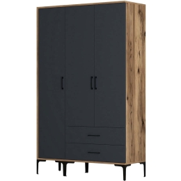 Ντουλάπα Τρίφυλλη Kumsal 845HCT5459 120x47,5x201,4cm Walnut-Anthracite Τρίφυλλη