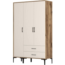 Ντουλάπα Τρίφυλλη Kumsal 845HCT5461 120x47,5x201,4cm Walnut-Cream Τρίφυλλη