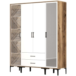 Ντουλάπα Τετράφυλλη Kumsal 845HCT5465 160x47,5x201,4cm Walnut-White Τετράφυλλη
