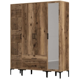 Ντουλάπα Τετράφυλλη Kumsal 845HCT5467 160x47,5x201,4cm Walnut Τετράφυλλη