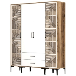 Ντουλάπα Τετράφυλλη Kumsal 845HCT5470 160x47,5x201,4cm Walnut-White Τετράφυλλη