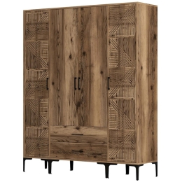 Ντουλάπα Τετράφυλλη Kumsal 845HCT5472 160x47,5x201,4cm Walnut Τετράφυλλη