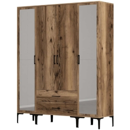 Ντουλάπα Τετράφυλλη Kumsal 845HCT5477 160x47,5x201,4cm Walnut Τετράφυλλη