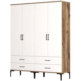 Ντουλάπα Τετράφυλλη Kumsal 845HCT5485 160x47,5x201,4cm Walnut-White Τετράφυλλη
