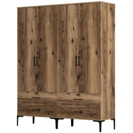Ντουλάπα Τετράφυλλη Kumsal 845HCT5487 160x47,5x201,4cm Walnut Τετράφυλλη