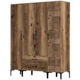Ντουλάπα Τετράφυλλη Kumsal 845HCT5492 160x47,5x201,4cm Walnut Τετράφυλλη