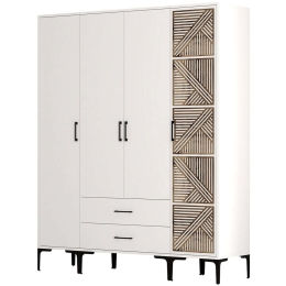 Ντουλάπα Τετράφυλλη Kumsal 845HCT5493 160x47,5x201,4cm White Τετράφυλλη