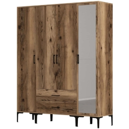 Ντουλάπα Τετράφυλλη Kumsal 845HCT5497 160x47,5x201,4cm Walnut Τετράφυλλη