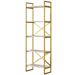 Ραφιέρα Δαπέδου 956LCS3142 58x30x175cm Marble Effect White-Gold