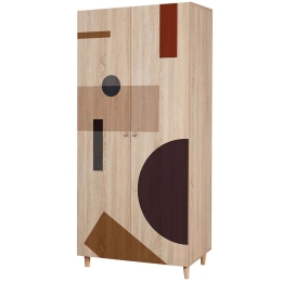 Ντουλάπα Δίφυλλη Lidya 869VEL8676 90x52x192cm Multi Δίφυλλη