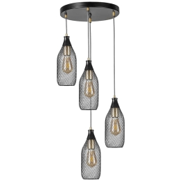 Φωτιστικό Οροφής Rio 941RTN1244 Φ30x70cm 4xE27 40W Black Opviq