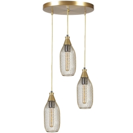 Φωτιστικό Οροφής Rio 941RTN1249 Φ30x70cm 3xE27 40W Gold Opviq