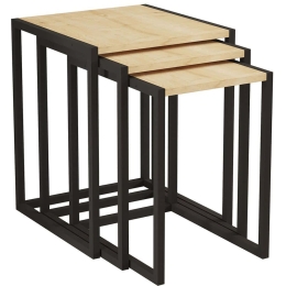 Ζιγκόν Tali (Σετ 3Τμχ) 835PUQ6261 44x45x52/39x45x49/34x45x46cm Black-Oak