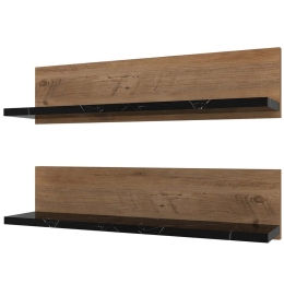 Ράφια Τοίχου Shelf (Σετ 2Τμχ) 854KLN4404 60x13x15cm Marble Effect Black-Pine