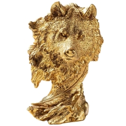 Διακοσμητικός Λύκος 891TNL3645 19x18x30cm Gold Aberto Design Πολυέστερ
