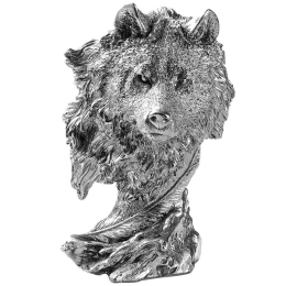 Διακοσμητικός Λύκος 891TNL3647 19x18x30cm Silver Aberto Design Πολυέστερ