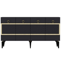Μπουφές Ipek 475OLV2676 150x40x79cm Anthracite-Gold Μοριοσανίδα, Μελαμίνη