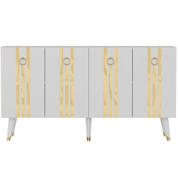 Μπουφές Isil 475OLV2682 150x40x80cm White-Gold Μοριοσανίδα, Μελαμίνη