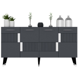 Μπουφές Moda 475OLV2685 150x40x79cm Anthracite-Silver Μοριοσανίδα, Μελαμίνη