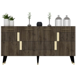 Μπουφές Moda 475OLV2688 150x40x79cm Walnut-Gold Μοριοσανίδα, Μελαμίνη