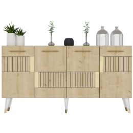 Μπουφές Moda 475OLV2690 150x40x79cm Oak-Gold Μοριοσανίδα, Μελαμίνη