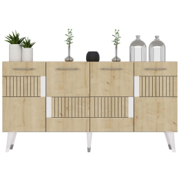 Μπουφές Moda 475OLV2691 150x40x79cm Oak-Silver Μοριοσανίδα, Μελαμίνη