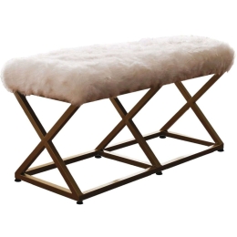 Σκαμπό Capraz Pelush 383EVN1123 100x40x50cm Gold-White