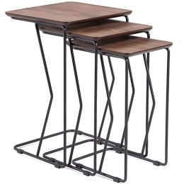 Ζιγκόν Ren (Σετ 3Τμχ) 141HWR1138 43x43x65/40x37x60/38x31x55cm Walnut-Black
