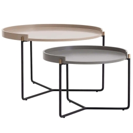 Ζιγκόν Mandy (Σετ 2Τμχ) 141HWR1144 80x80x51/60x60x41cm Multi-Beige