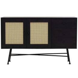 Μπουφές Nala 141HWR1152 160x40x90cm Black-Natural Μοριοσανίδα, Μέταλλο
