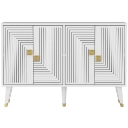 Μπουφές Ahart 327ODS1225 120x30x80cm White-Gold Μοριοσανίδα, Μελαμίνη