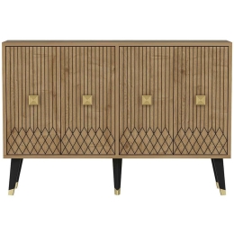 Μπουφές Carbin 327ODS1234 120x30x80cm Natural-Gold Μοριοσανίδα, Μελαμίνη