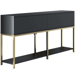 Κονσόλα Lord 618BLY1188 150x30x80cm Anthracite-Gold Μοριοσανίδα, Μέταλλο