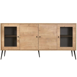 Μπουφές Wire 277WLN1171 180x41x81cm Oak-Black Μοριοσανίδα, Μέταλλο