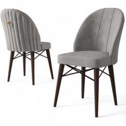 Καρέκλα Ritim Babyface (Σετ 4Τμχ) 240CHR1488 44x42x96cm Grey-Brown Μέταλλο,Ύφασμα