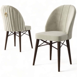 Καρέκλα Ritim Babyface (Σετ 4Τμχ) 240CHR1489 44x42x96cm Cream-Brown Μέταλλο,Ύφασμα