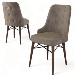 Καρέκλα Pare Babyface (Σετ 4Τμχ) 240CHR1533 46x46x94cm Cappuccino-Brown Μέταλλο,Ύφασμα