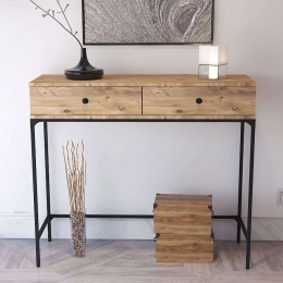 Κονσόλα Akca 706CLN1181 100x35x94cm Black-Oak Μοριοσανίδα, Μέταλλο