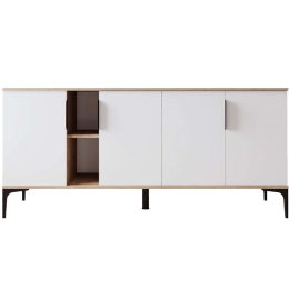 Μπουφές Tarz 360ALE1101 180x40x79cm Oak-White Μοριοσανίδα, Μελαμίνη