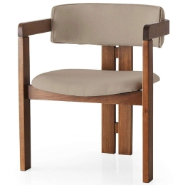 Πολυθρόνα 974NMB1758 58x49x76cm Walnut-Mink Ξύλο,Ύφασμα
