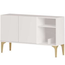 Μπουφές Agustina 393MRD1507 120x40x80cm White-Gold Μοριοσανίδα, Μελαμίνη