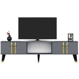 Έπιπλο Τηλεόρασης Asel 475OLV2696 150x29,6x44,6cm Anthracite-Gold