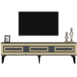 Έπιπλο Τηλεόρασης Karya 475OLV2722 180x29,6x44,6cm Anthracite-Gold