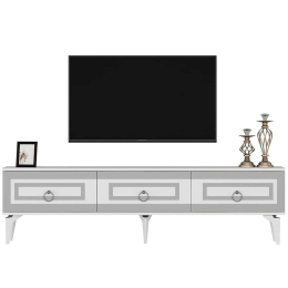 Έπιπλο Τηλεόρασης Karya 475OLV2725 180x29,6x44,6cm White-Silver