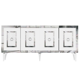 Μπουφές Karya 475OLV2746 150x79x40cm White-Silver Μοριοσανίδα, Μελαμίνη